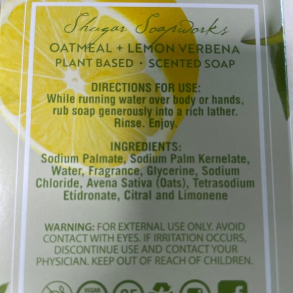 Plant Based Soap Oatmeal Lemon Verbena Sulfate Paraben Free Lot 3 mq - Picture 3 of 4